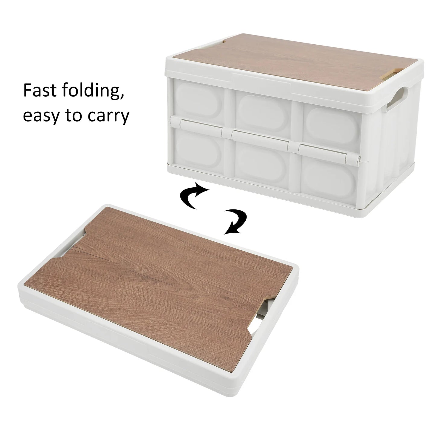 Outdoor Folding Storage Box With Wooden Panel