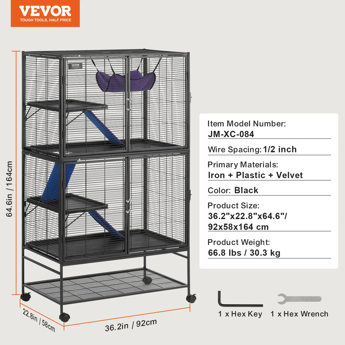 SucceBuy Rolling Multi Tier Metal Small Animal Cage