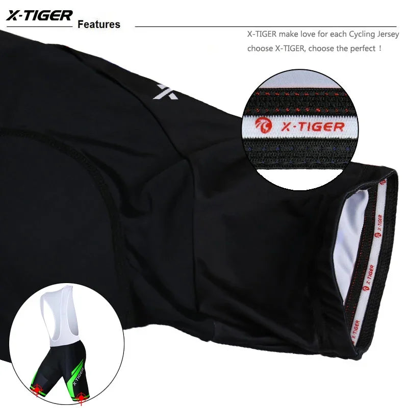 X-TIGERCN Pro Cycling Bib Shorts With 5D Gel Pad Cushion