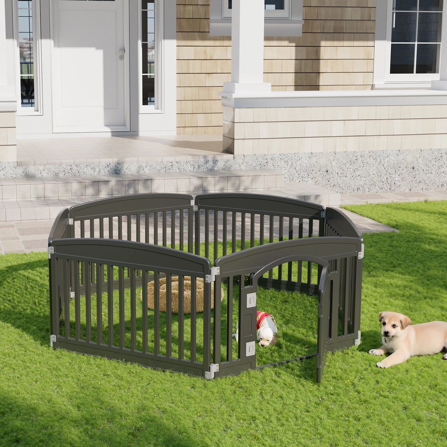 JHK IndustrialGradeHeavyDuty 6-Panel Plastic Dog Playpen Expandable For Medium Dogs