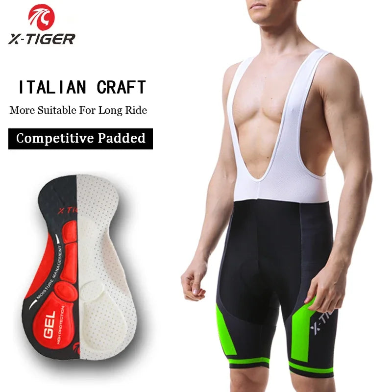 X-TIGERCN Pro Cycling Bib Shorts With 5D Gel Pad Cushion