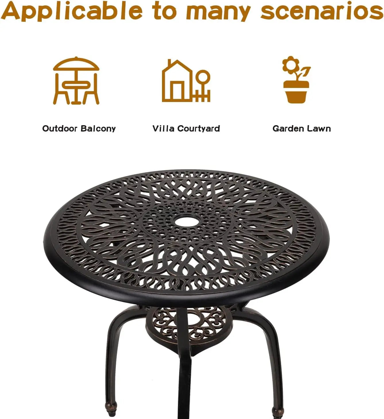 3 Piece Patio Bistro Set Cast Aluminum For Outdoors