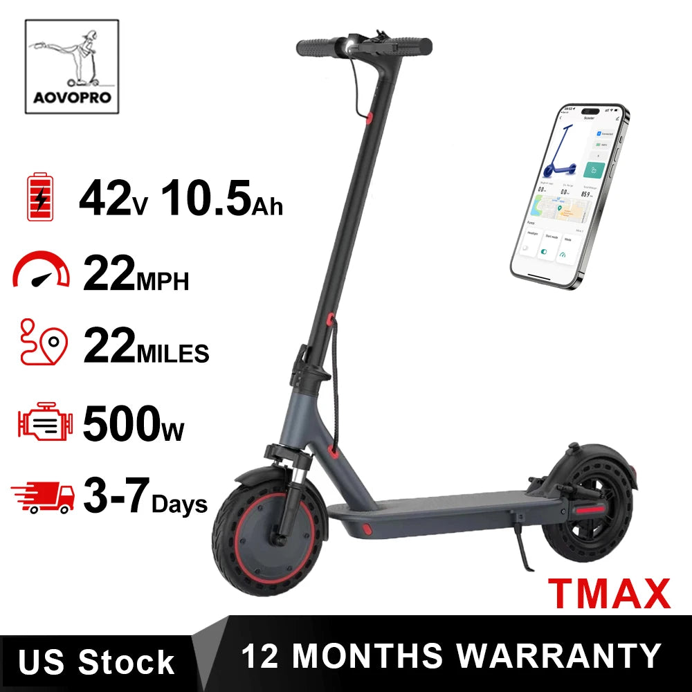 AOVOPRO TMAX Electric Scooter 500W 22 MPH Ultra-Foldable Urban-Commuter Transportation