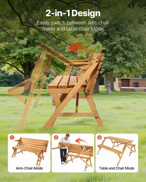 Finishes 2In1 Transforming Interchangeable Picnic Table And Bench Set Weatherproof
