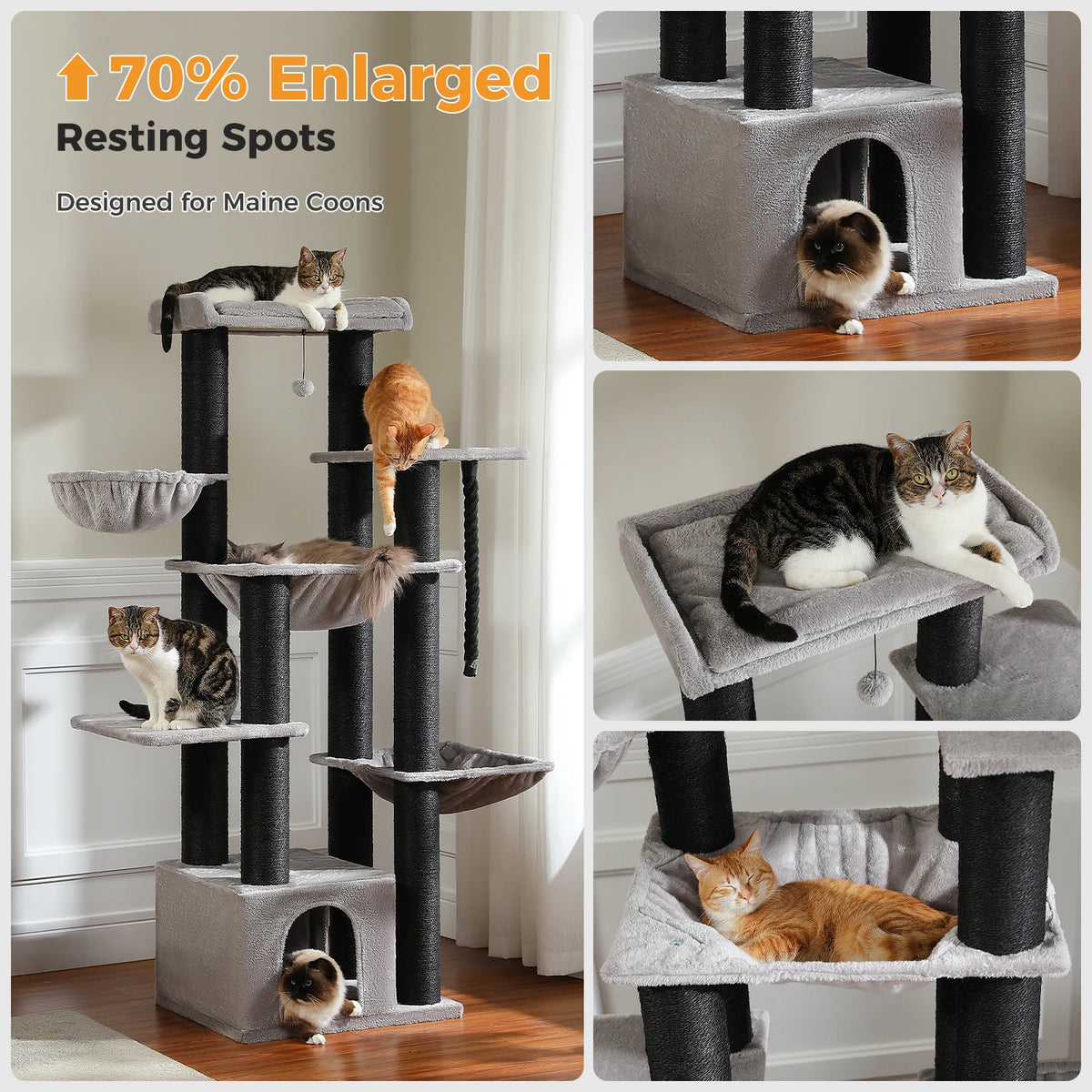 PAWZ Road Multi-Level Cat Tree With Hammock And Scratching Posts