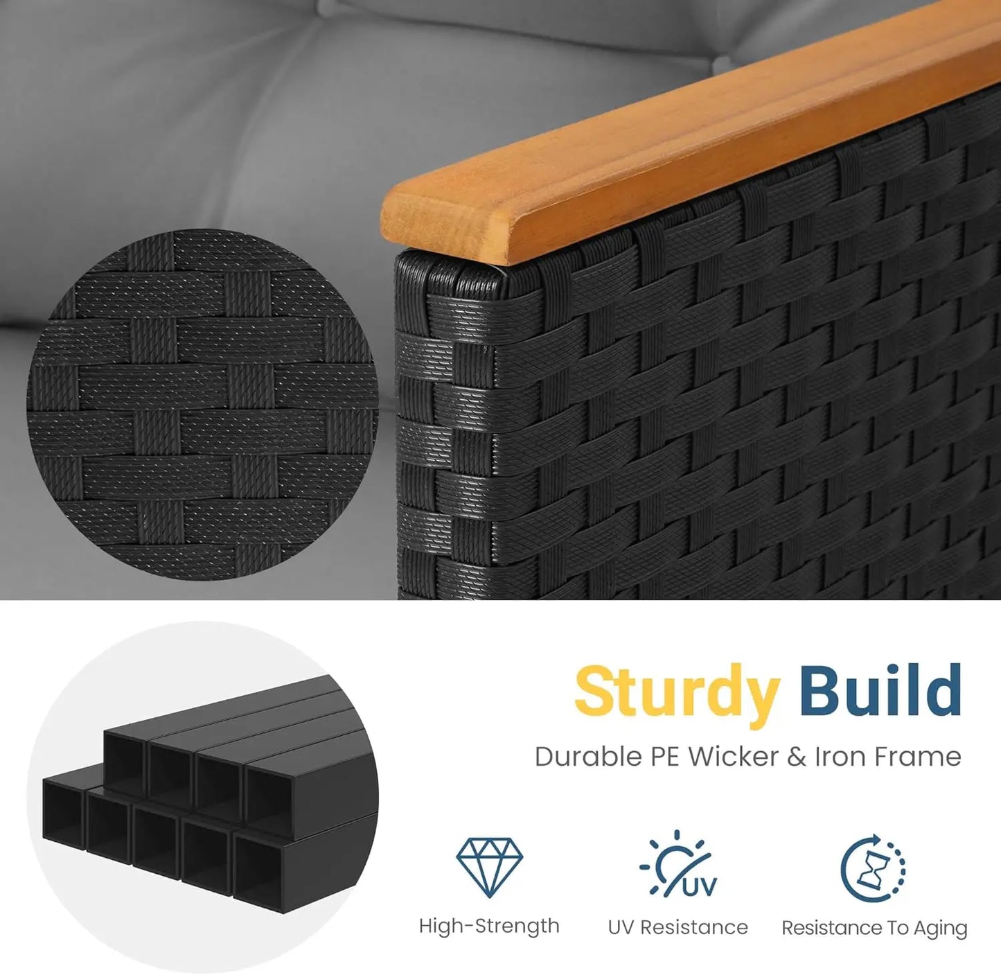 All Weather Rattan Outdoor Sectional Sofa Set With Storage Table