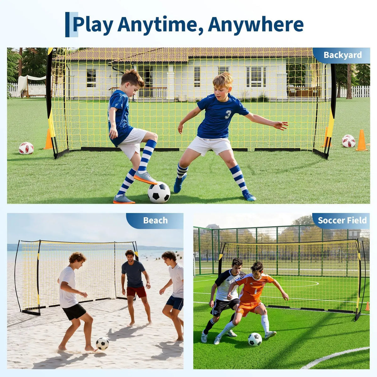 HiMiss Heavy Duty Foldable Metal Soccer Goal For Backyard Training