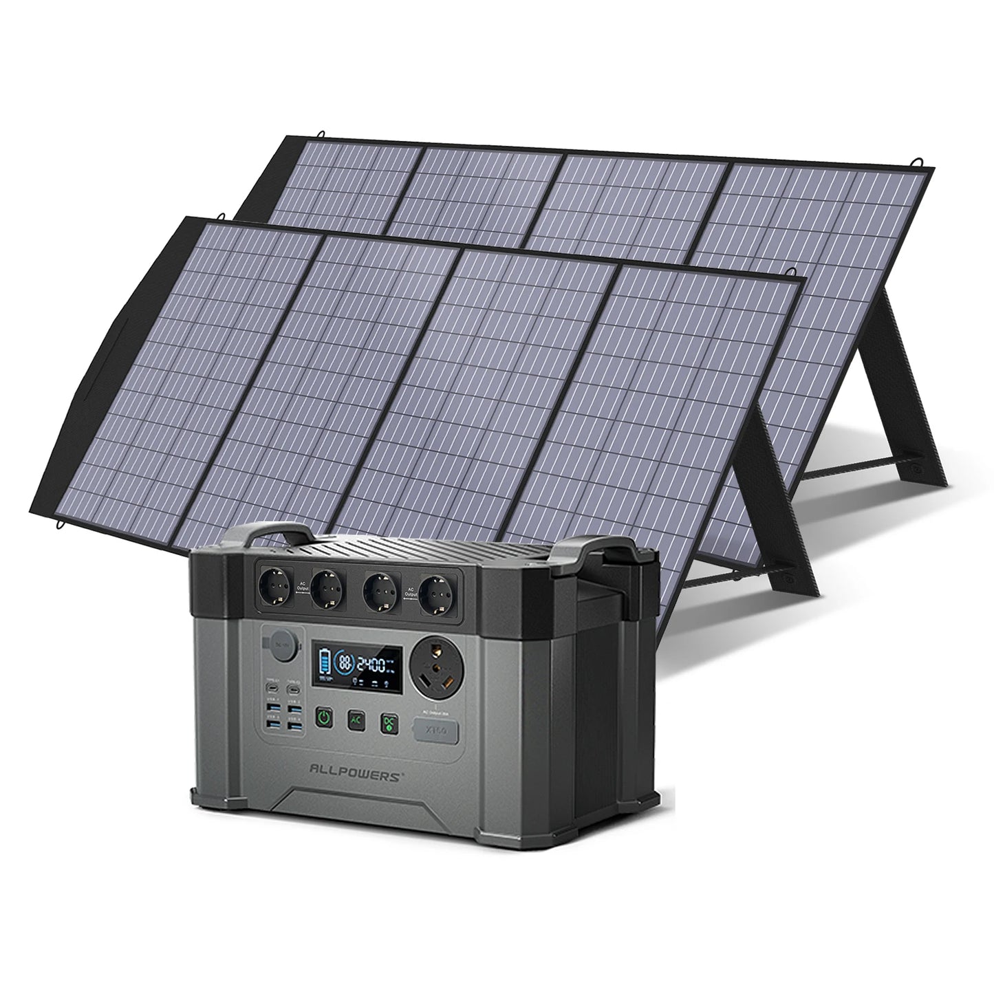 ALLPOWERS S2000 Pro 2400W MPPT Portable Power Station With 4x100W Foldable Solar Panels