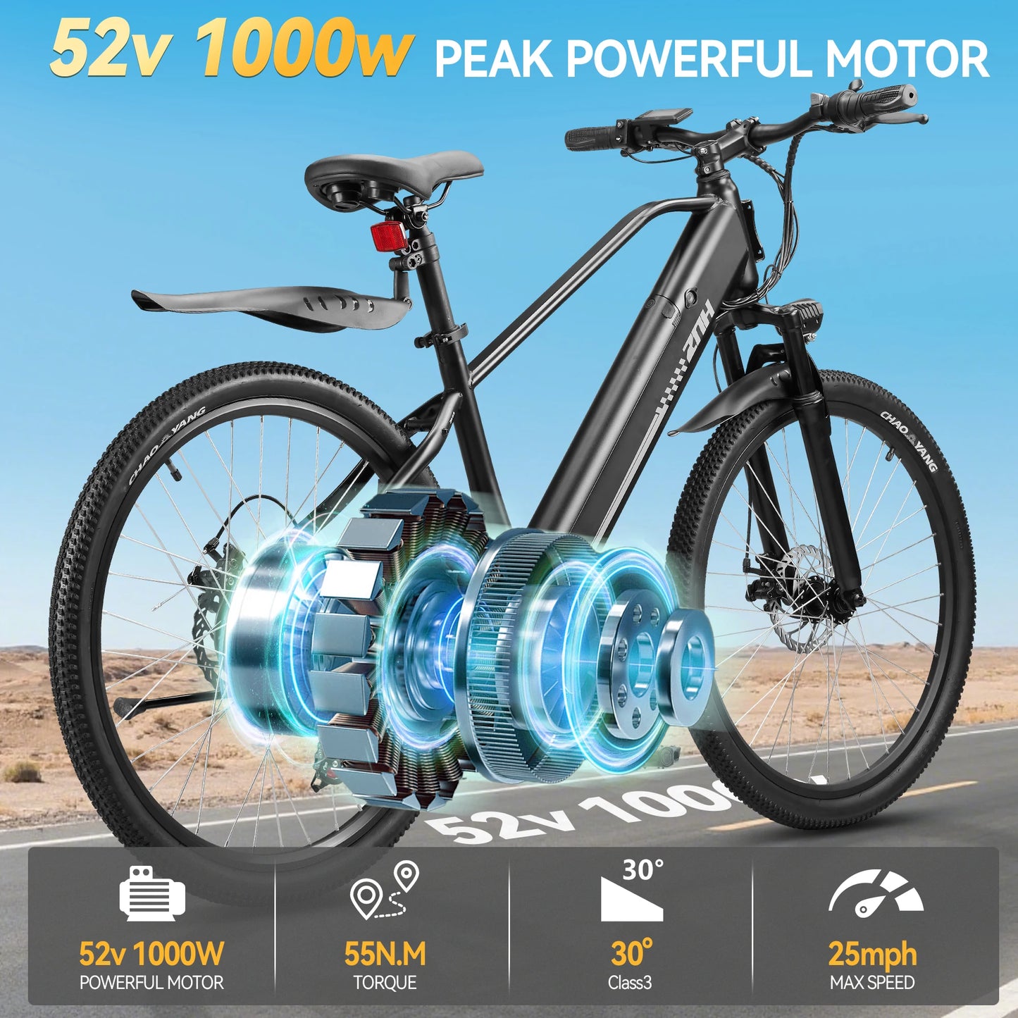 ZNH 1000W Peak Motor Electric Bicycle for Adults 48V