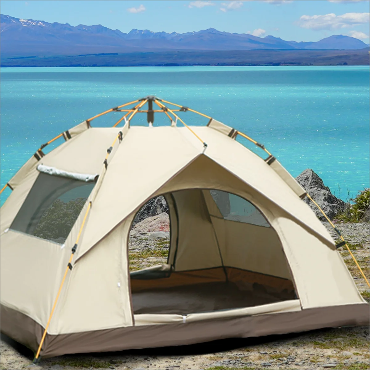 Pakicetus Automatic Opening Sunshade Camping Tent Dual Doors Windows