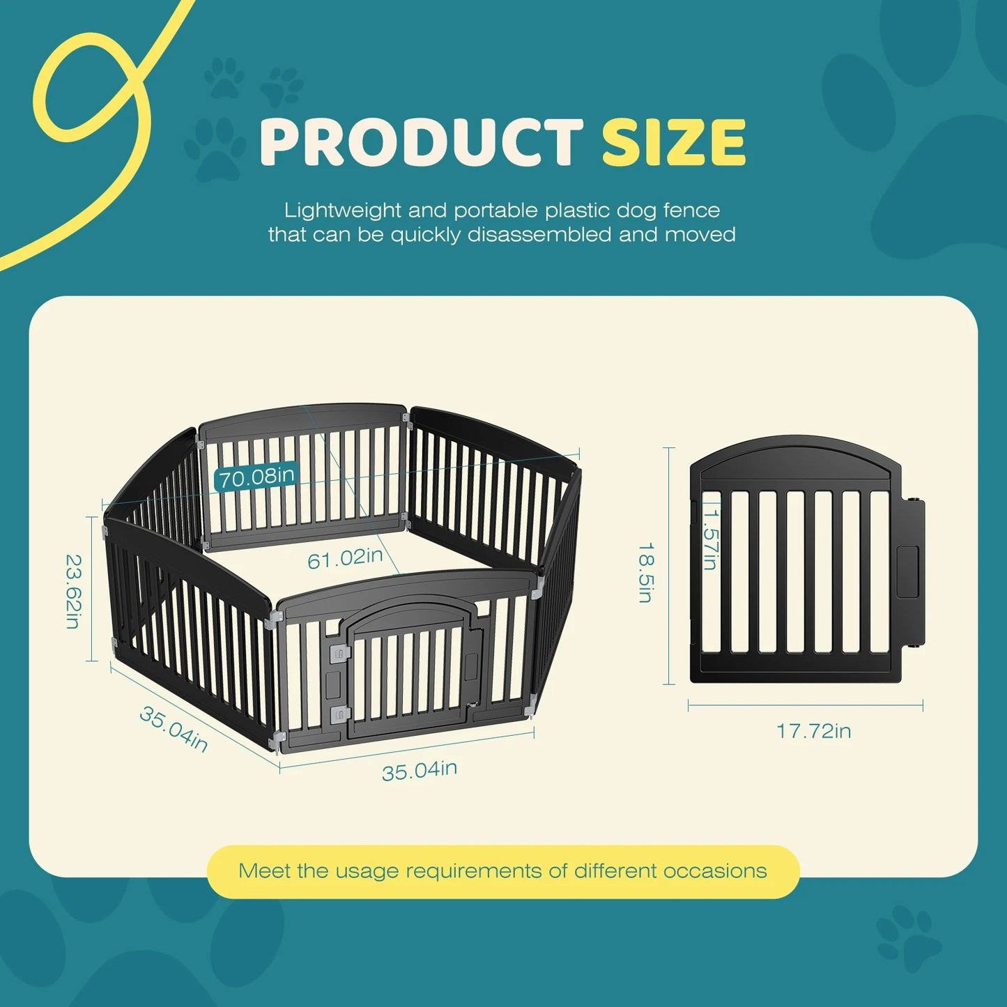 JHK IndustrialGradeHeavyDuty 6-Panel Plastic Dog Playpen Expandable For Medium Dogs