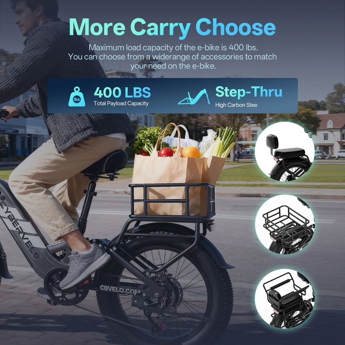 Cybervelo Comfortable Step Thru Electric Commuter Bicycle With Extended Range