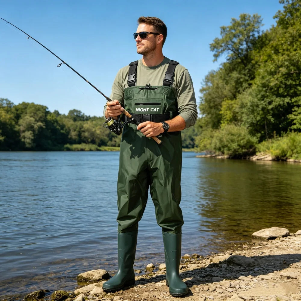 Night Cat Waterproof Fishing Chest Wader With Breathable Nylon Boots