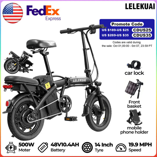 LELEKUAIFolded Folding Electric Bike T5-D Three Level Pedal Assist