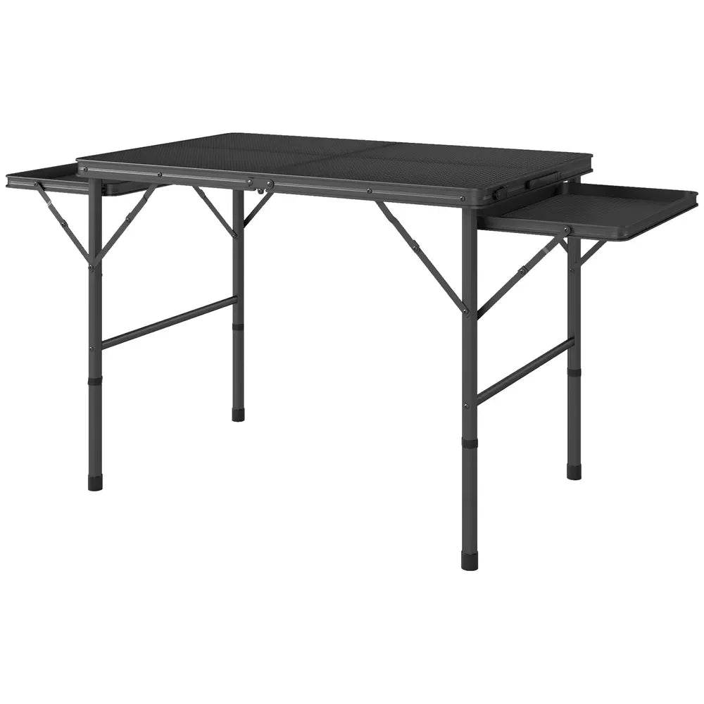 Outsunny Collapsible Camping Table With Wing Panels Height Adjustable Weatherproof