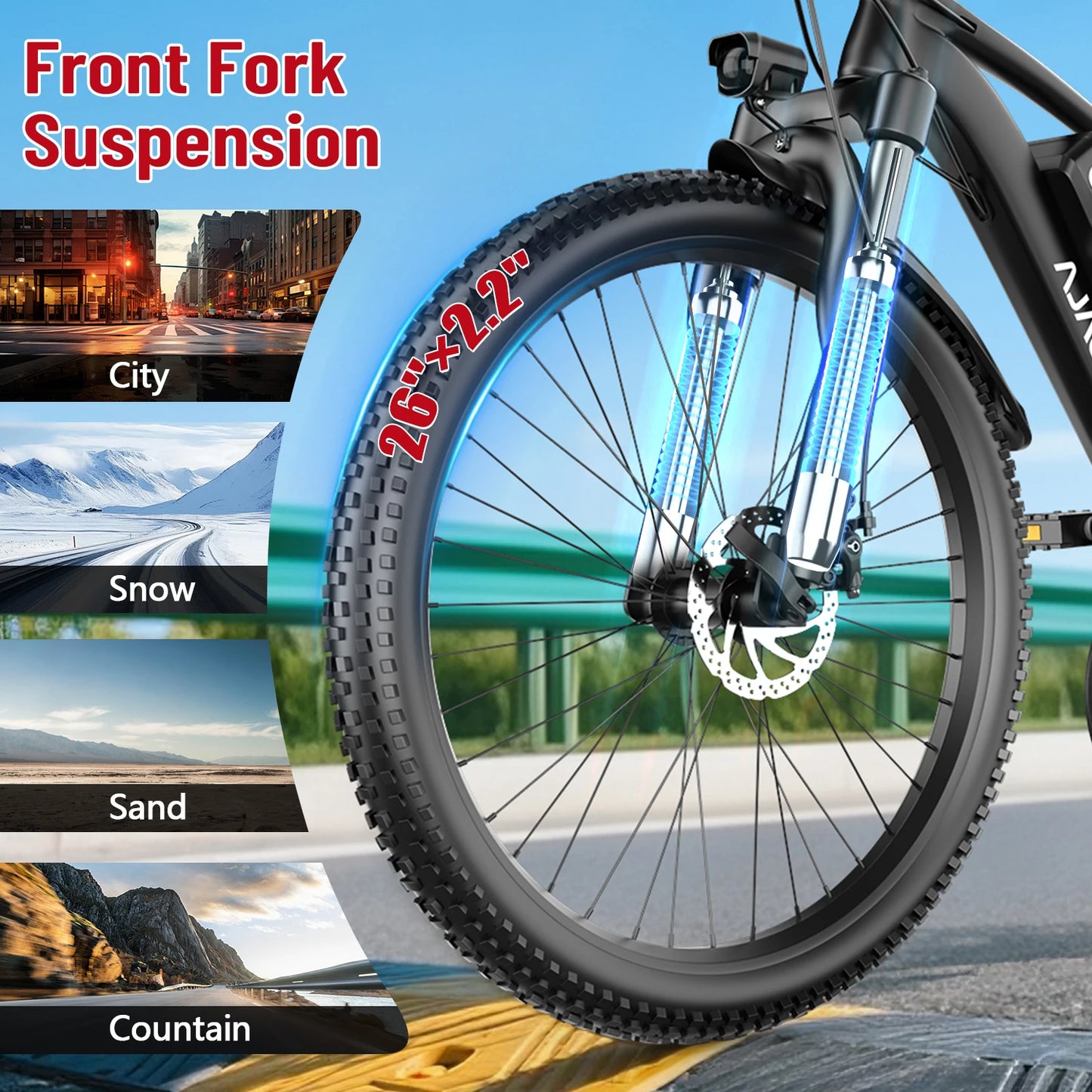 Xkoala Electric Mountain Ebike 1000W Peak Motor 25MPH