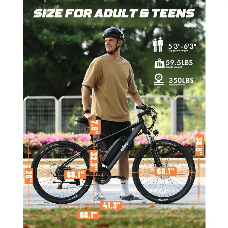 YTYINFork Racer 750W Electric Mountain Bike For Adults Durable All Terrain Performance