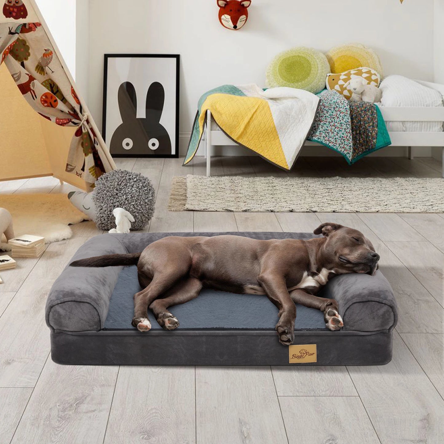 Guangdong Cozy Sofa Dog Bed With Bolster And Waterproof Cover