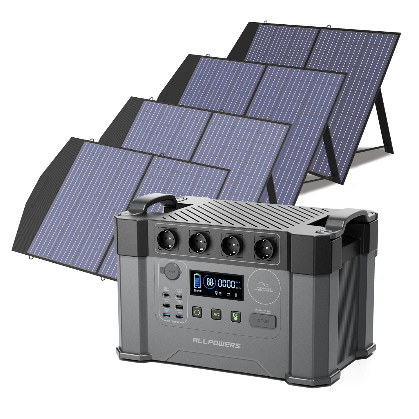 ALLPOWERS S2000 Pro 2400W MPPT Portable Power Station With 4x100W Foldable Solar Panels