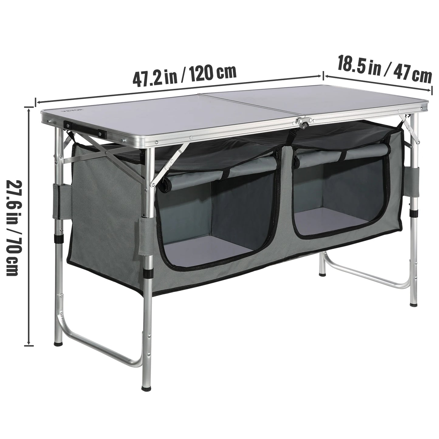 SucceBuy Foldable Outdoor Kitchen Table Cabinet For Camping And BBQ