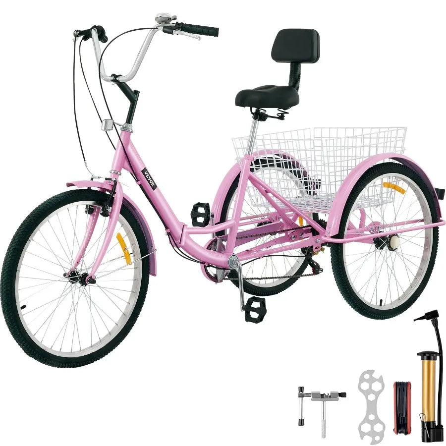 Hign-concerned Adult Tricycle 7Speed Three Wheel Foldable Trike ErgonomicAlloyFrame