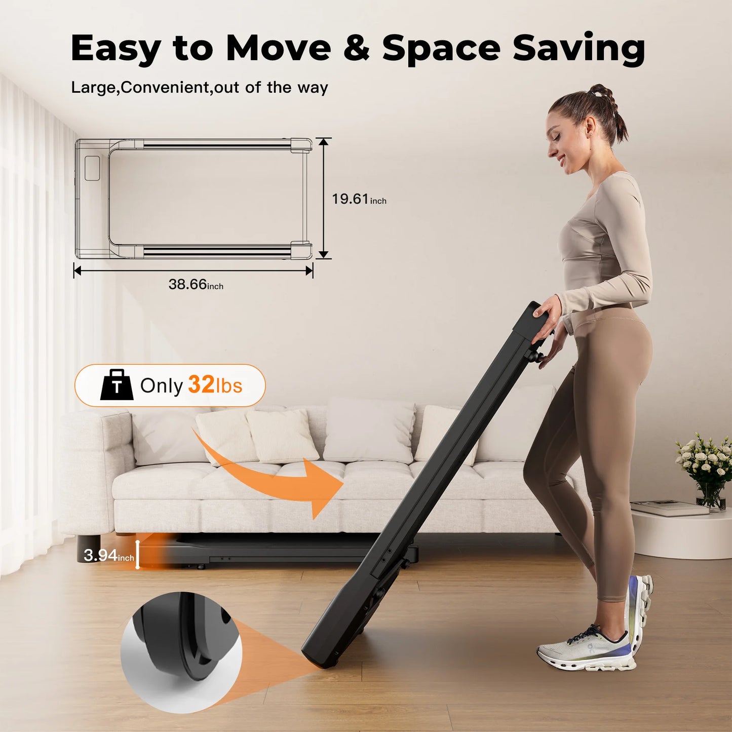 Superun Walking Pad Under Desk Treadmill 2.5HP Portable With Remote LED Display