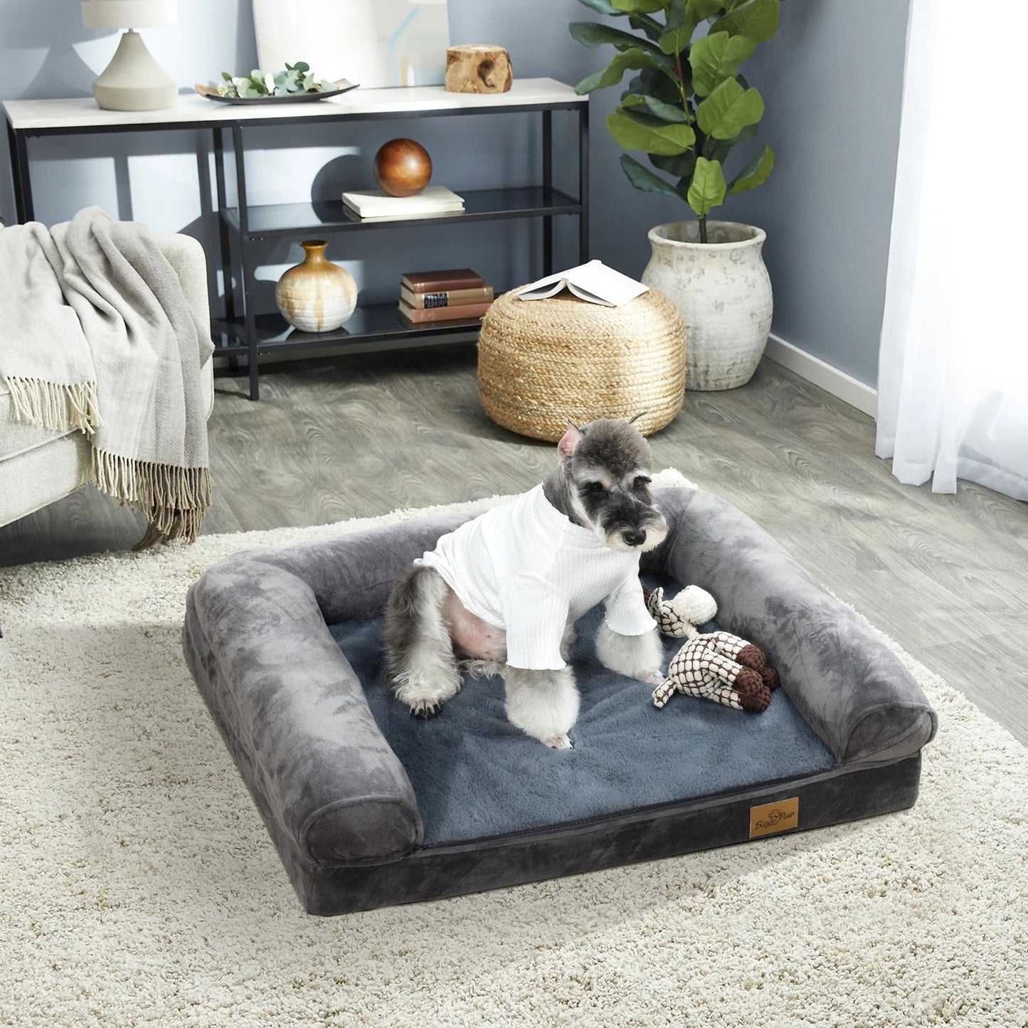 Guangdong Cozy Sofa Dog Bed With Bolster And Waterproof Cover