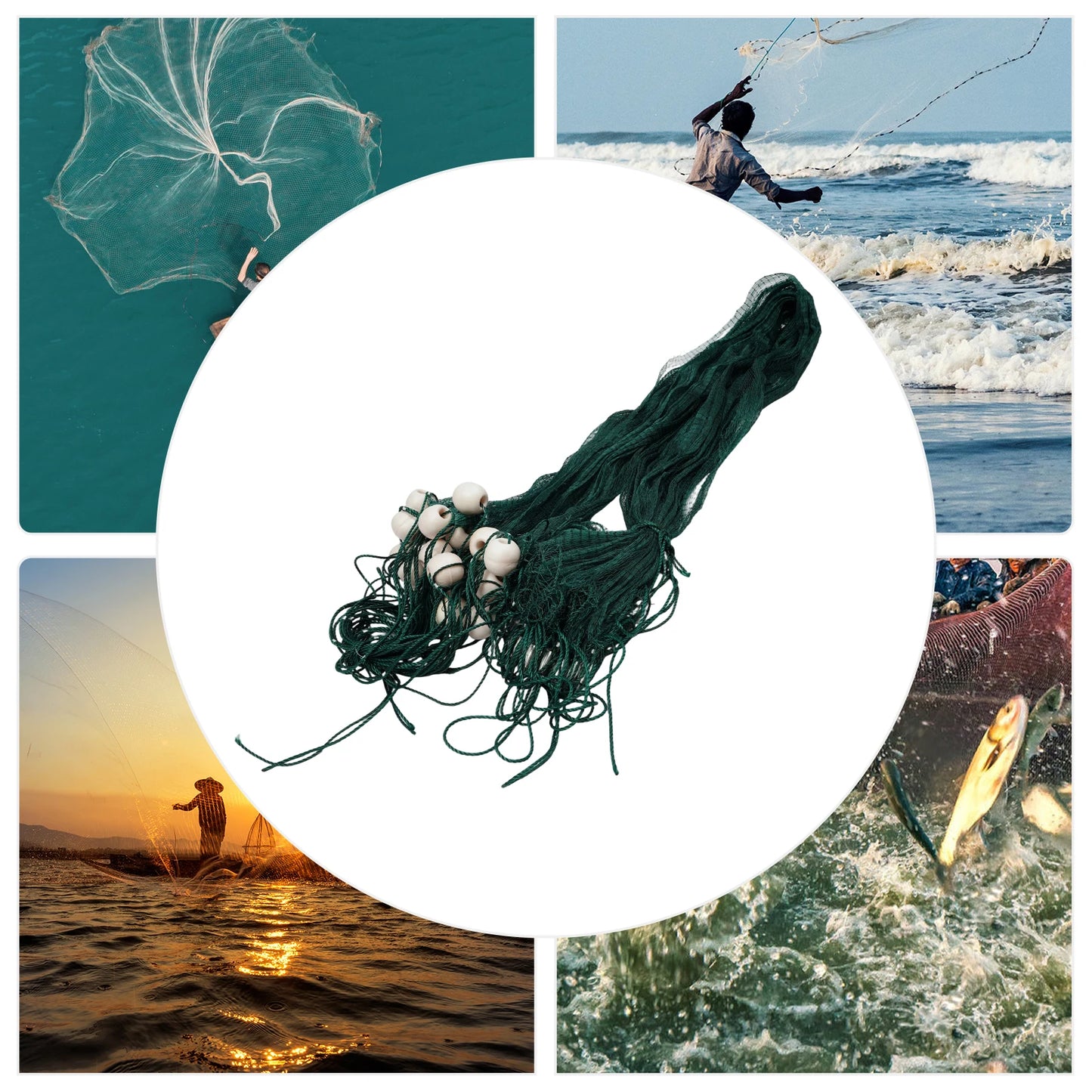 Bymaocar Fishing Net With Weights And Floats Hand Throw Net