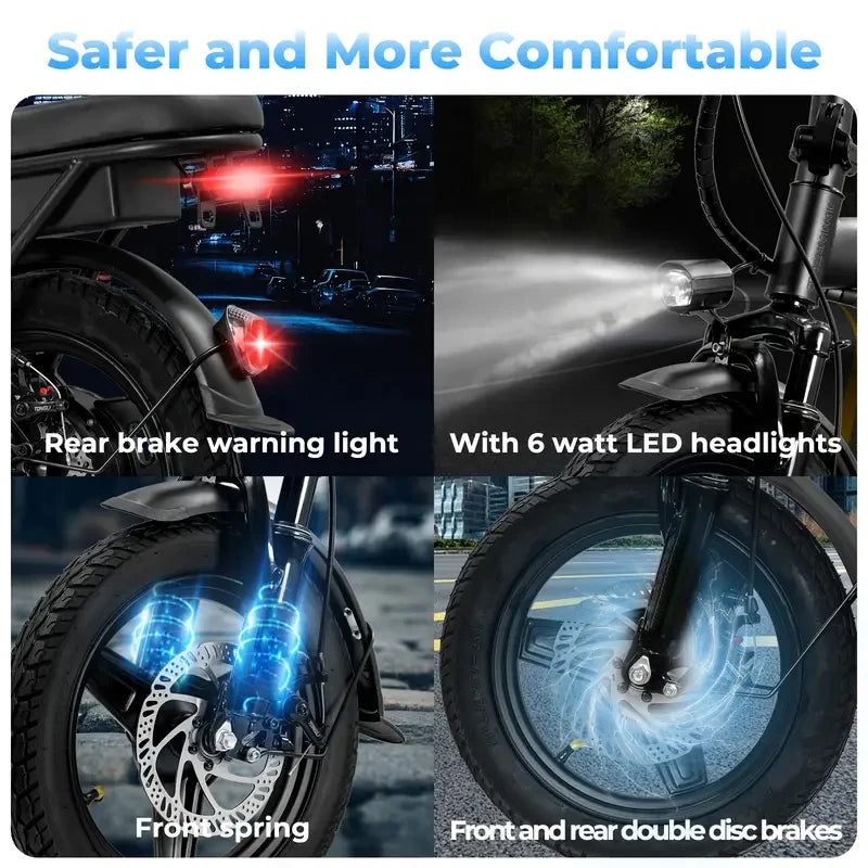 LELEKUAIFolded Folding Electric Bike T5-D Three Level Pedal Assist