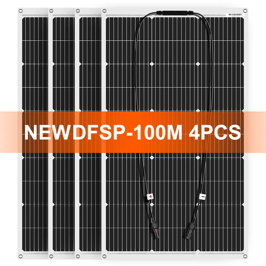 DOKIO 100W Flexible Monocrystalline Solar Panel For Camping RVs 12V