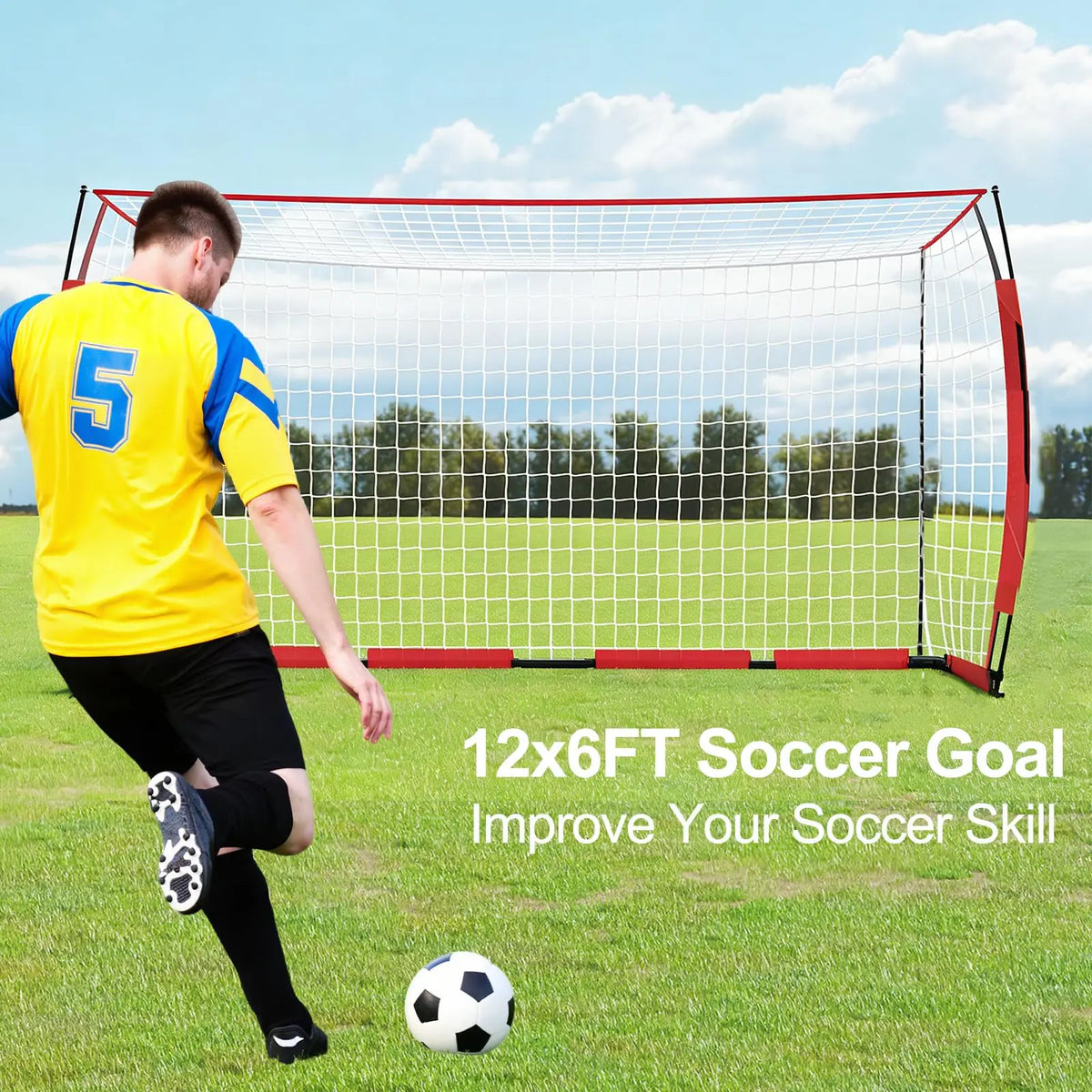 HiMiss Heavy Duty Foldable Metal Soccer Goal For Backyard Training