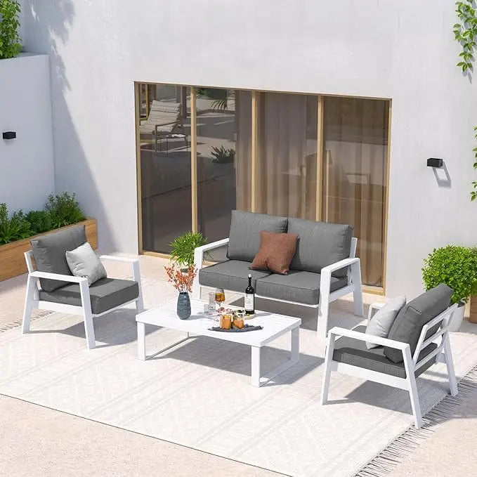 Aluminum Outdoor Patio Furniture Set With Coffee Table Modern