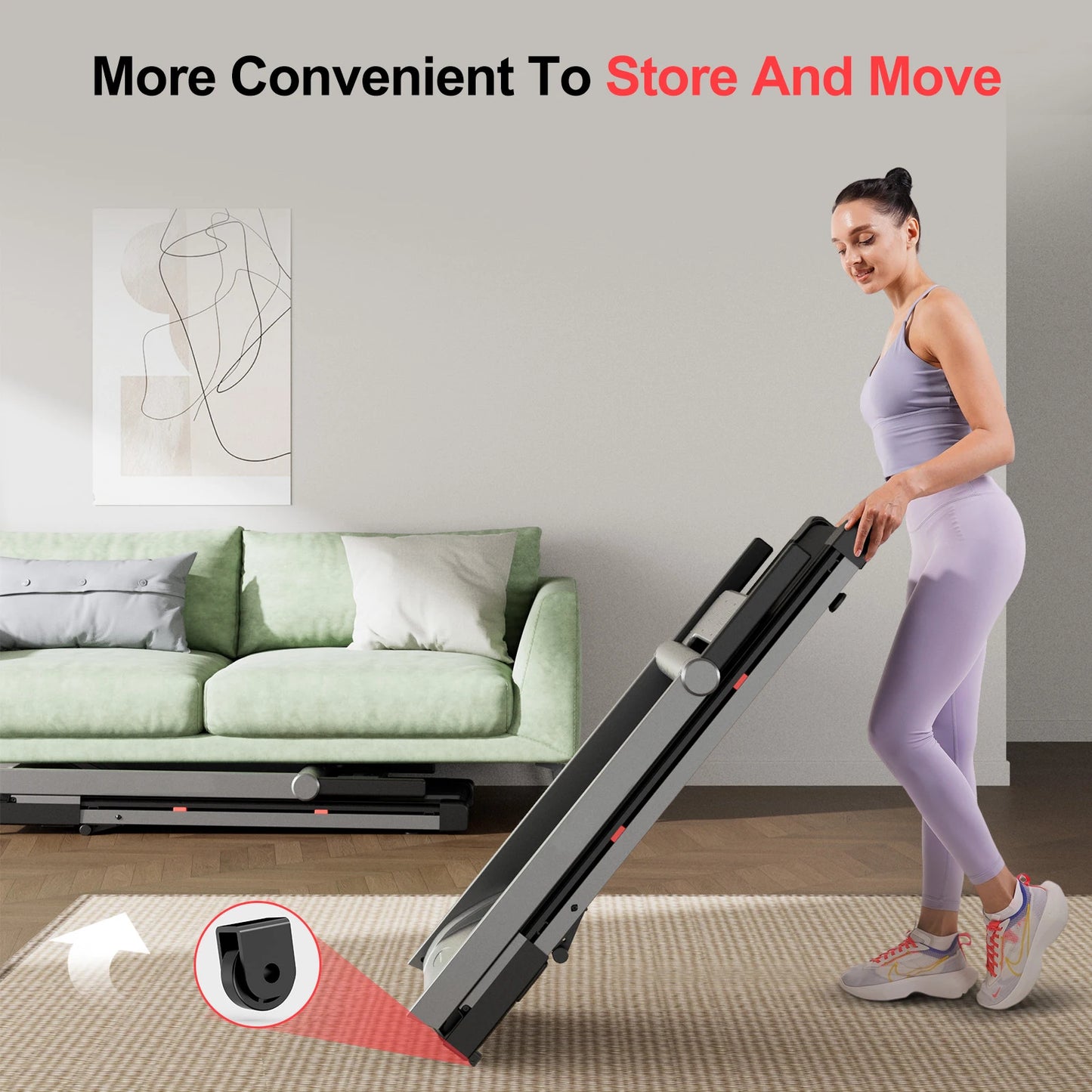 Superun Foldable Incline Treadmill With Handle Bar And App