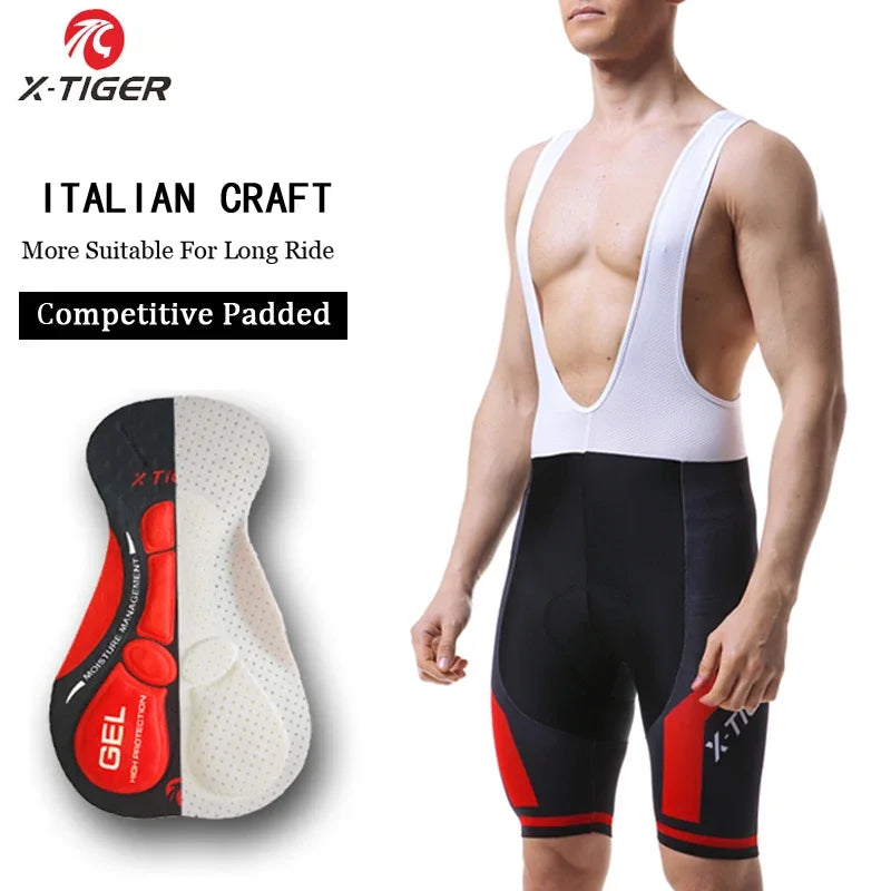 X-TIGERCN Pro Cycling Bib Shorts With 5D Gel Pad Cushion