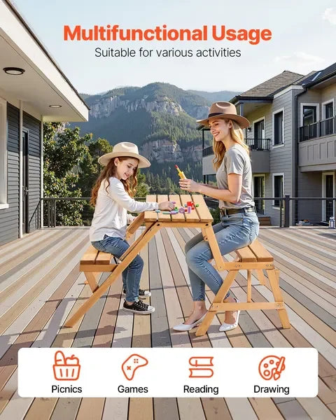 Finishes 2In1 Transforming Interchangeable Picnic Table And Bench Set Weatherproof