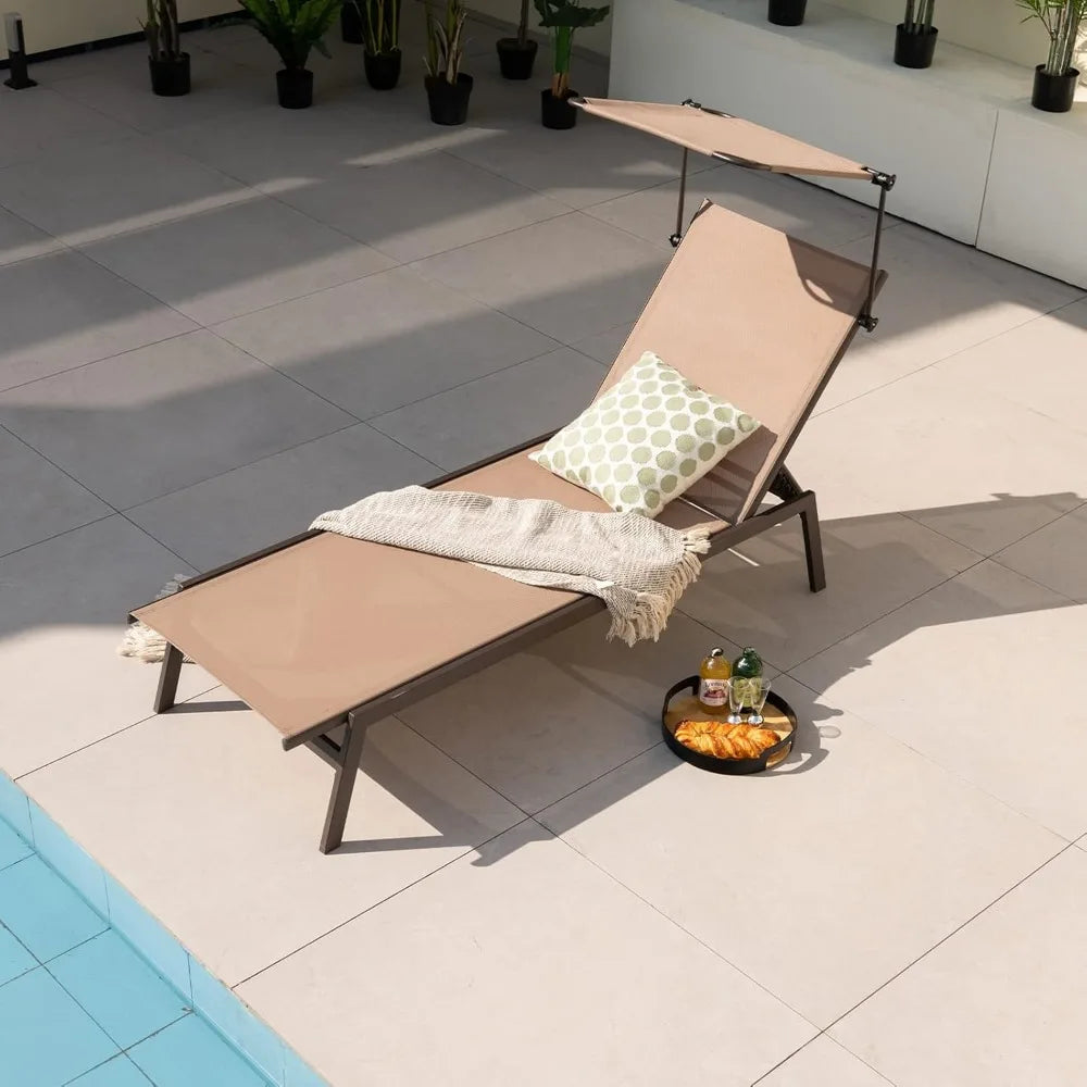 MKDK 2-Piece Patio Chaise Lounge Set With Adjustable Canopy