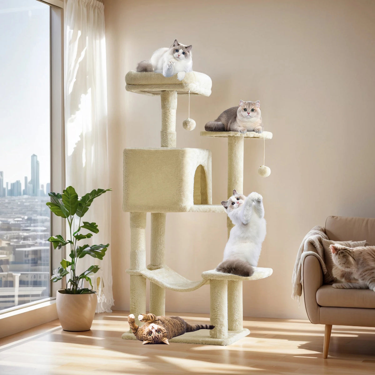 Mcq Four Level Cat Tree Tower With Sisal Scratching Posts