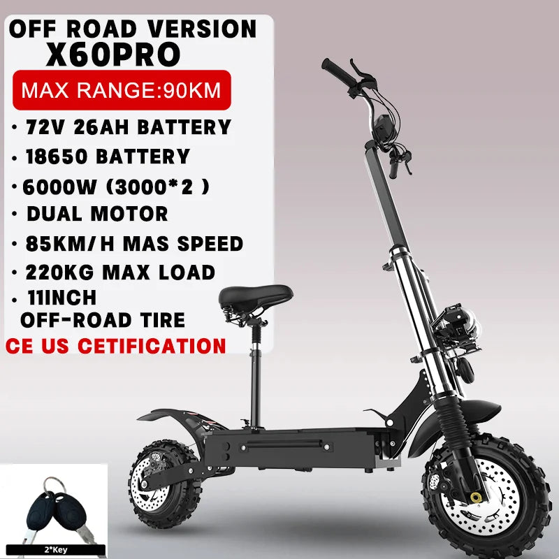 Jueshuai Outdoor X60 72V 6000W Dual Motor Electric Scooter