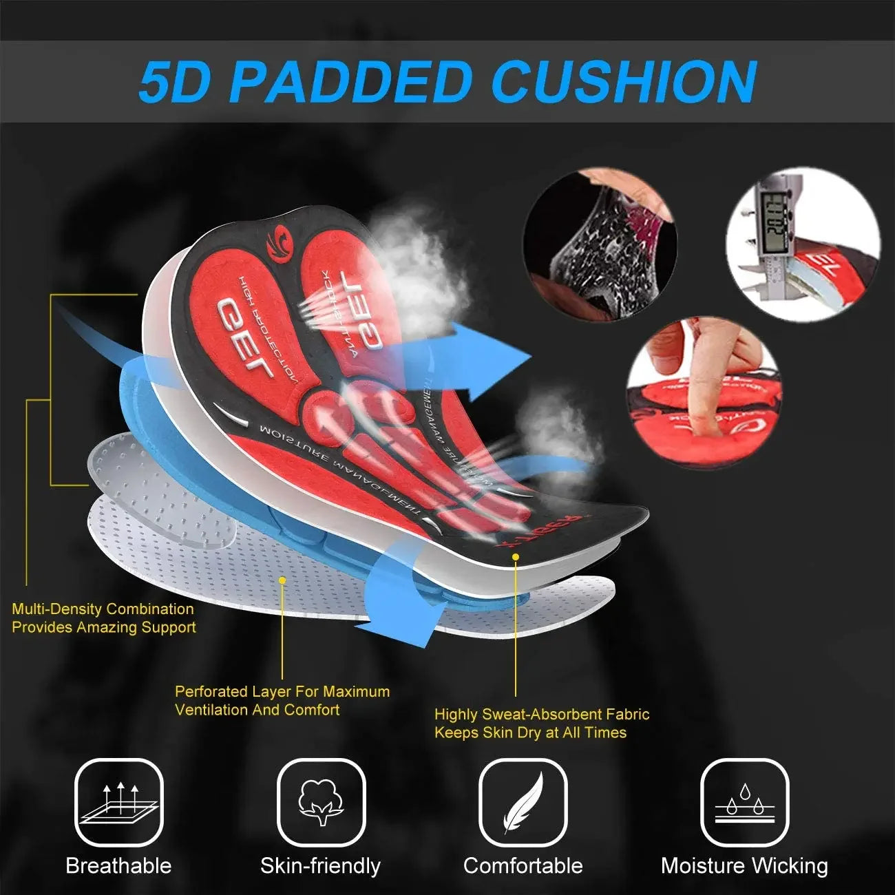 X-TIGERCN Pro Cycling Bib Shorts With 5D Gel Pad Cushion