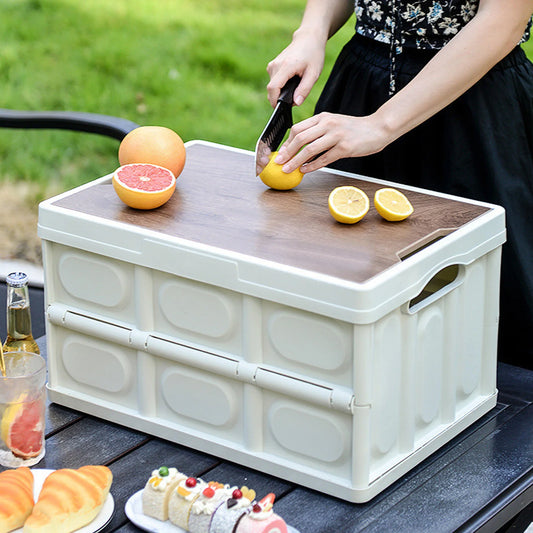 Outdoor Folding Storage Box With Wooden Panel