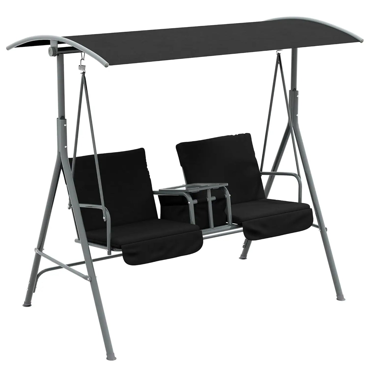 HUANZHUANG 2 Person Outdoor Porch Swing With Canopy And Table