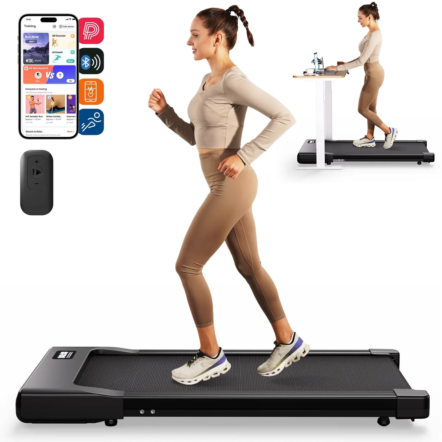Superun Walking Pad Under Desk Treadmill 2.5HP Portable With Remote LED Display