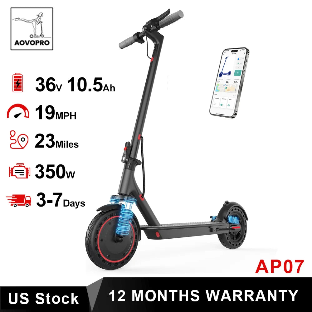 AOVOPRO AP07 Electric Scooter With 19mph Speed And 40-60km Range
