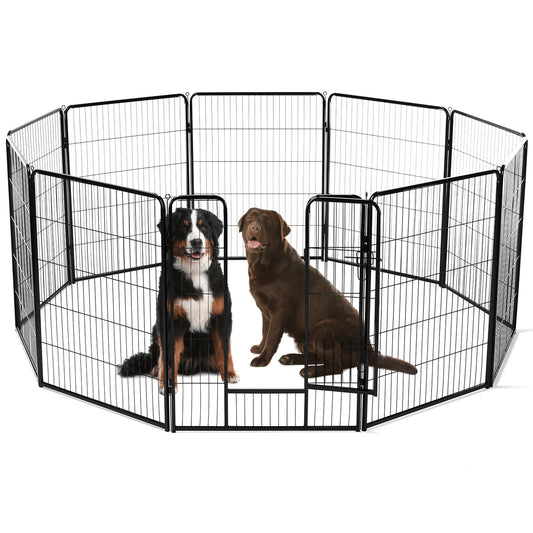 JHK IndustrialGrade 8-Panel Heavy-Duty Metal Dog Playpen Indoor Outdoor Enclosure