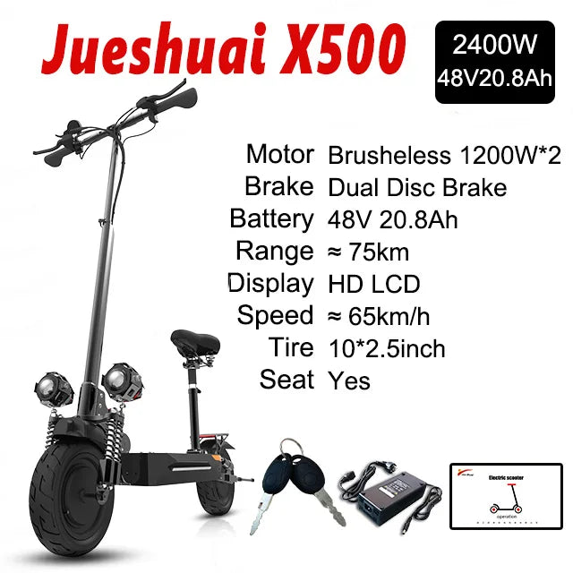 Jueshuai Outdoor Electric Scooter 1000W Off Road Foldable Adult