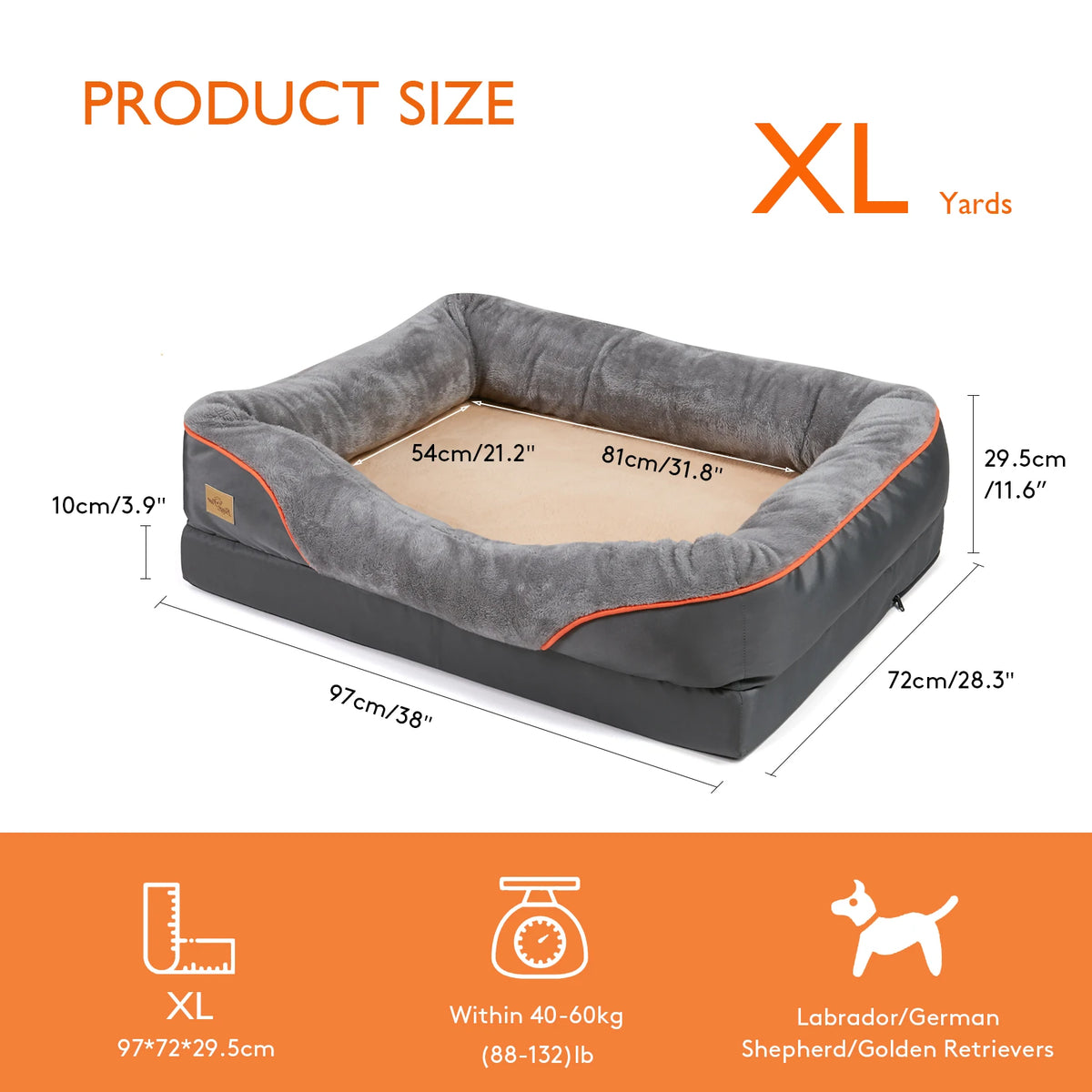 BINGOPAW Large Dog Bed With Anti Allergy Removable Cover