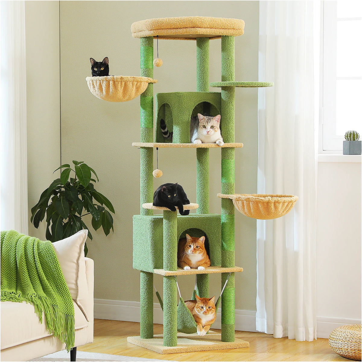 PAWZ Road Tiered Cat Tree With Scratching Posts And Hammock