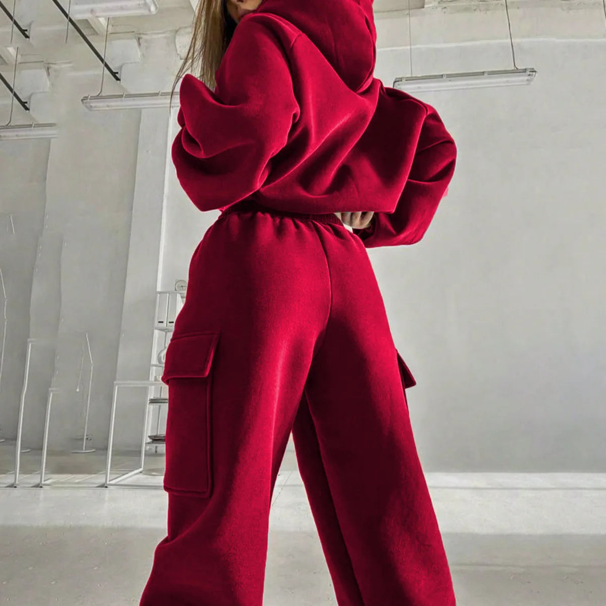 NONECN Womens Sweatsuit Set Zip Hoodie Jacket And Pants Activewear