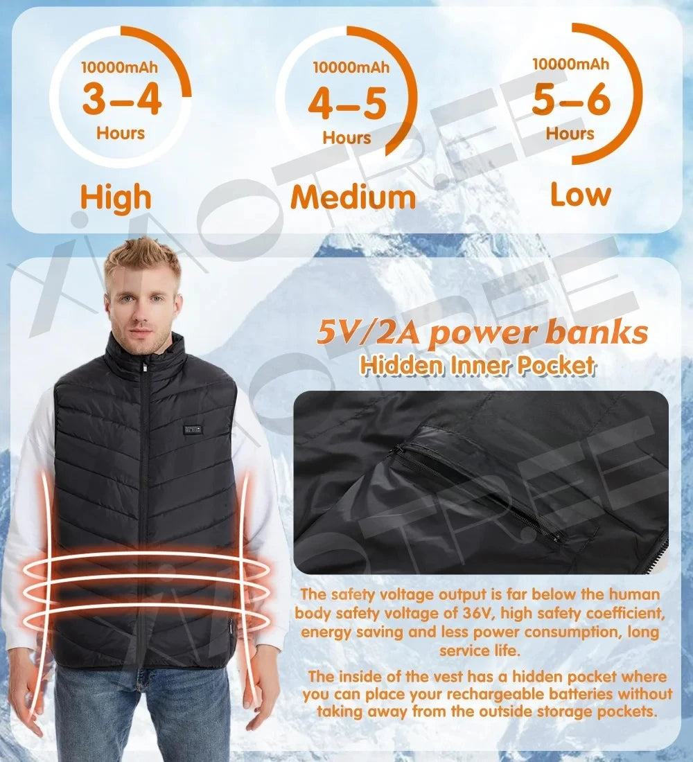XIAOTREECN Heated Vest For Men Women USB Electric Warmer Jacket