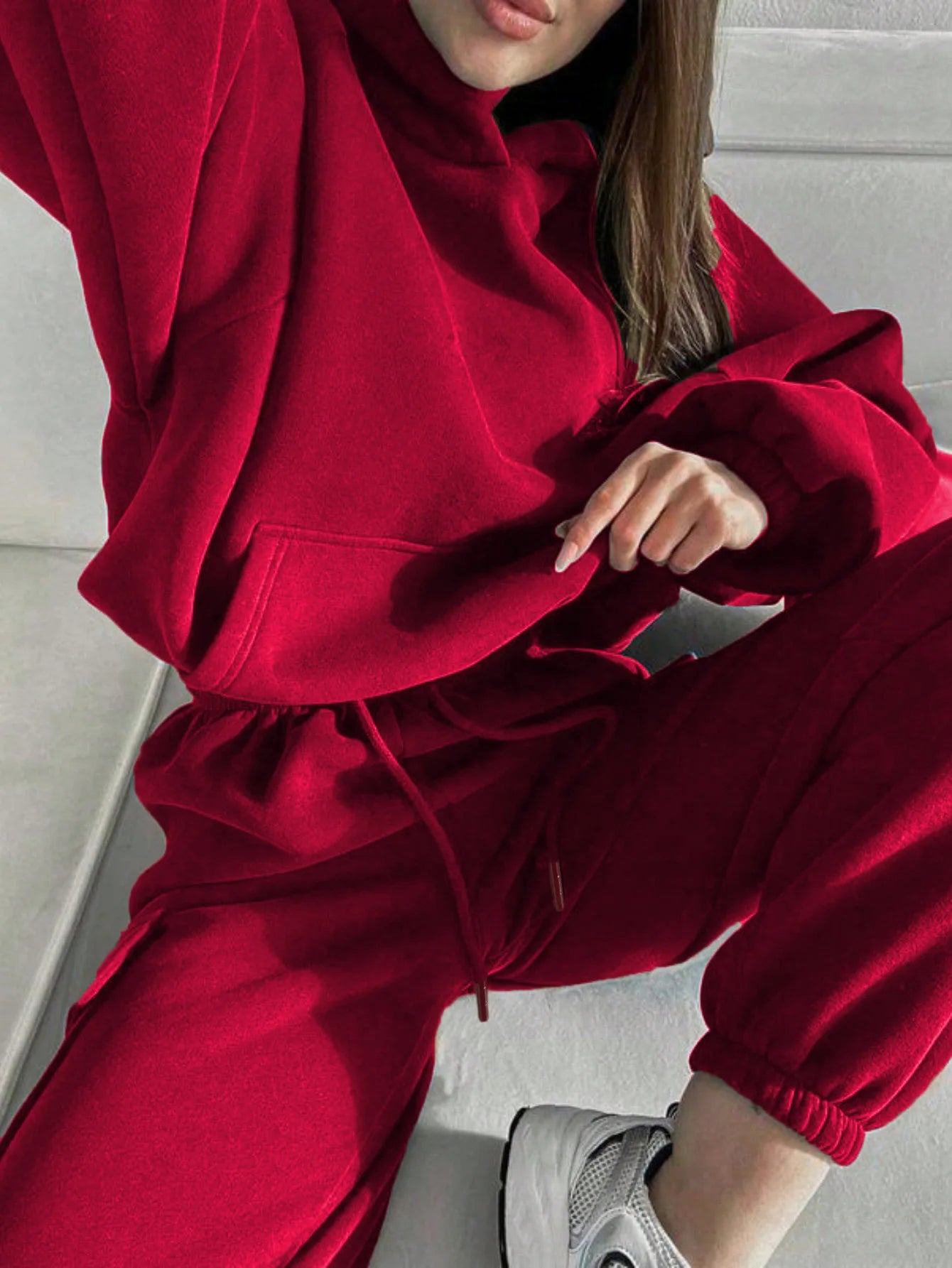 NONECN Womens Sweatsuit Set Zip Hoodie Jacket And Pants Activewear
